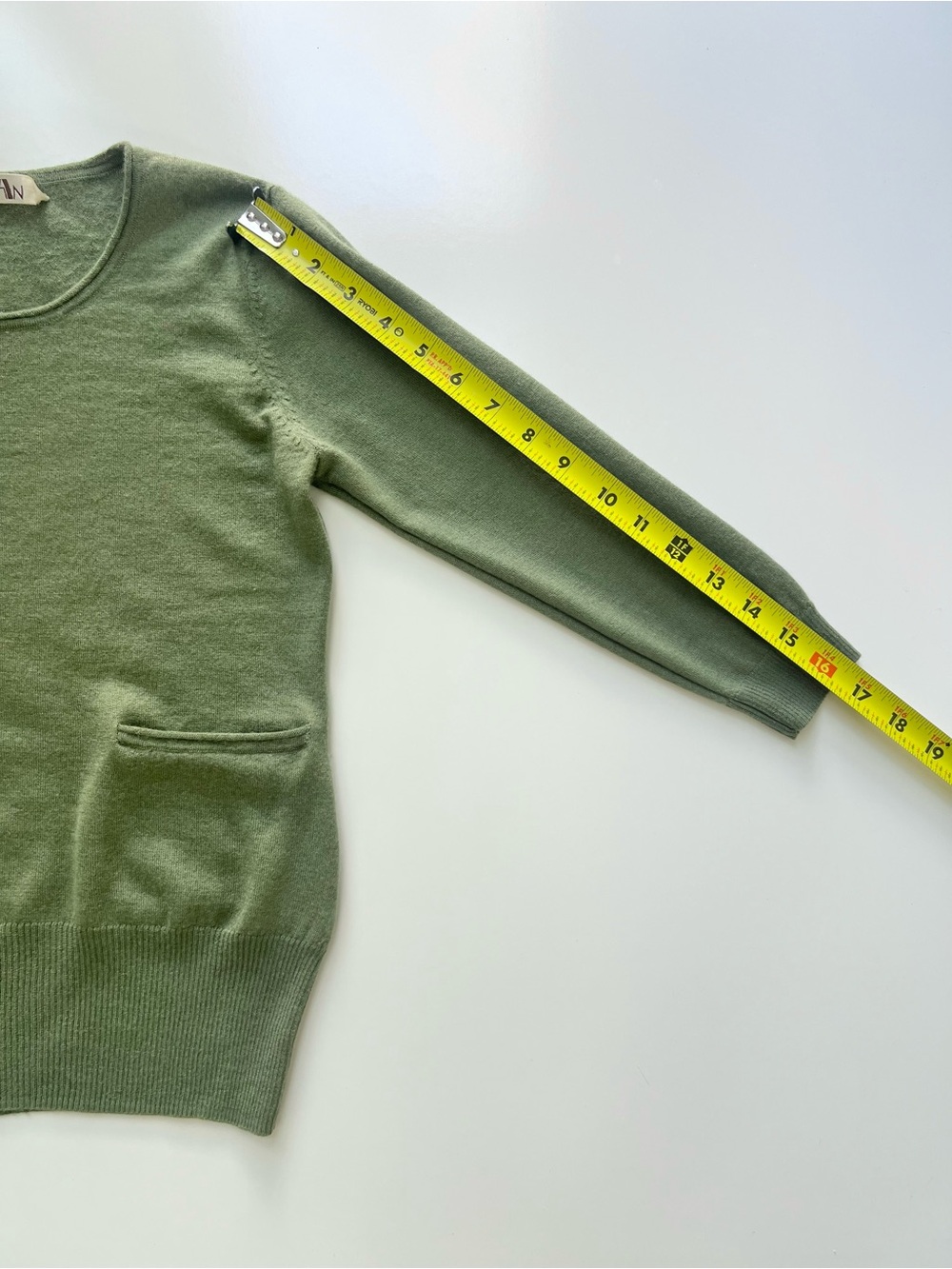 GermAn 100% Cashmere Olive Green Pocket Sweater XS - Picture 10 of 11